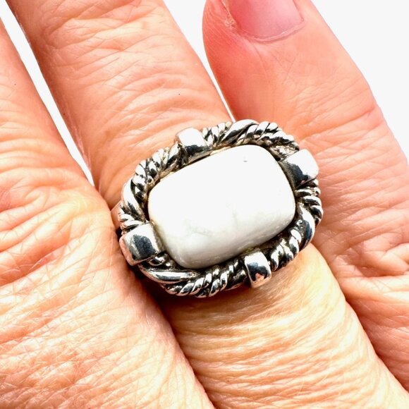 Michael Dawkins Ring Sterling Silver White Howlite Size 8 - Picture 2 of 5